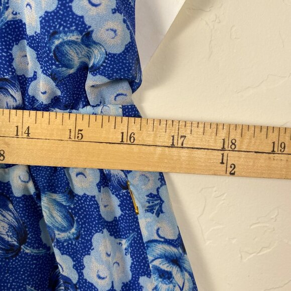 Chelsea28 Midi Dress Size XL Blue‎ Floral Halter Open Back & Ruffle Hem NWOT - Picture 9 of 11